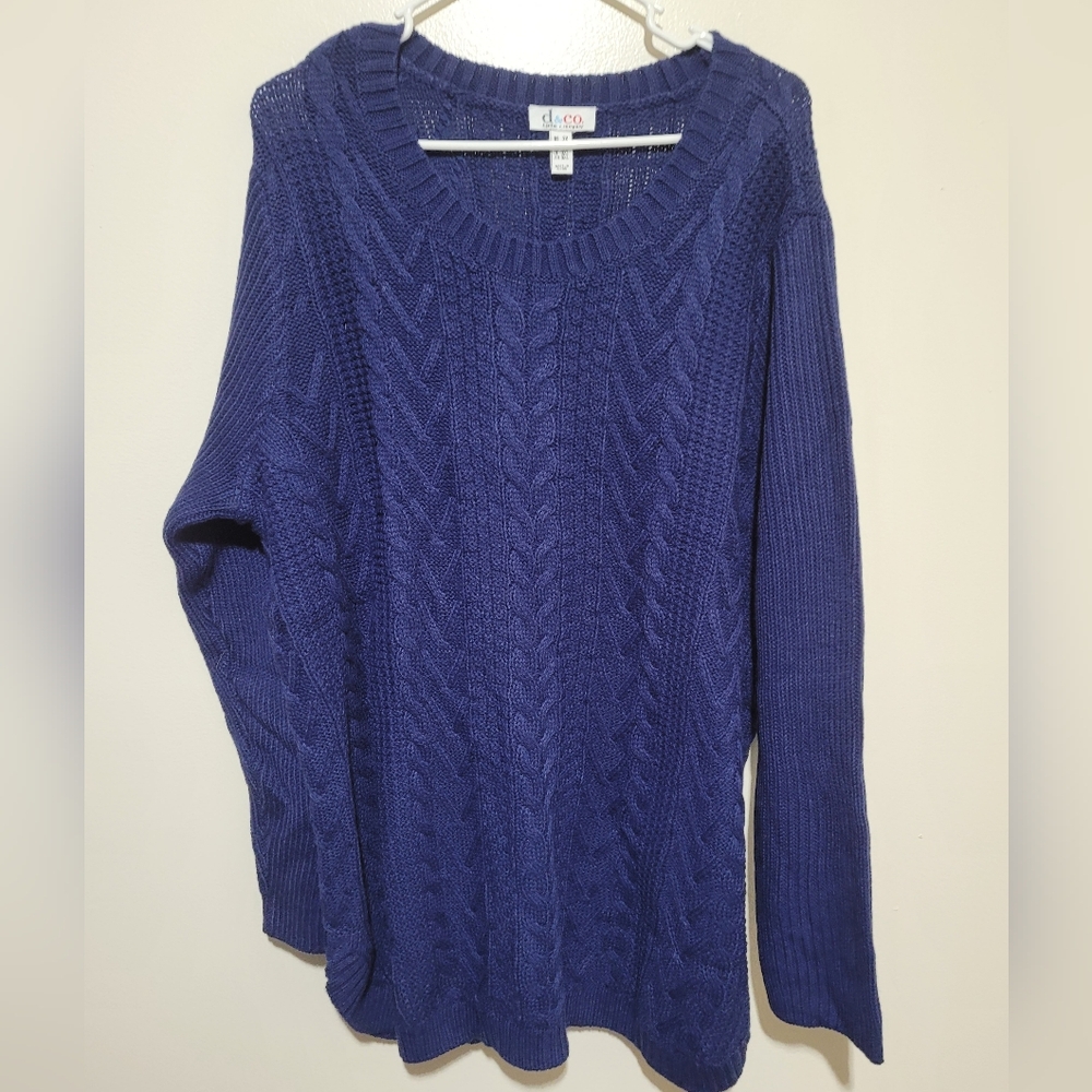 D&co Blue‎ Cable Knit Woman's Sweater 2x
